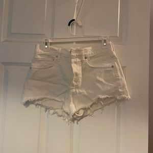 Agolde white denim shorts